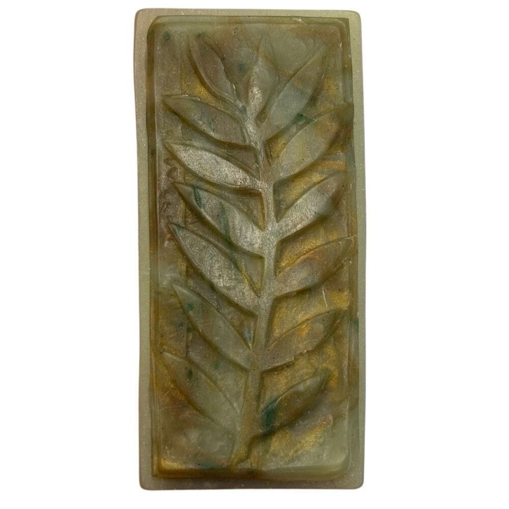 Jade or Jadeite Signed Leaf Brooch